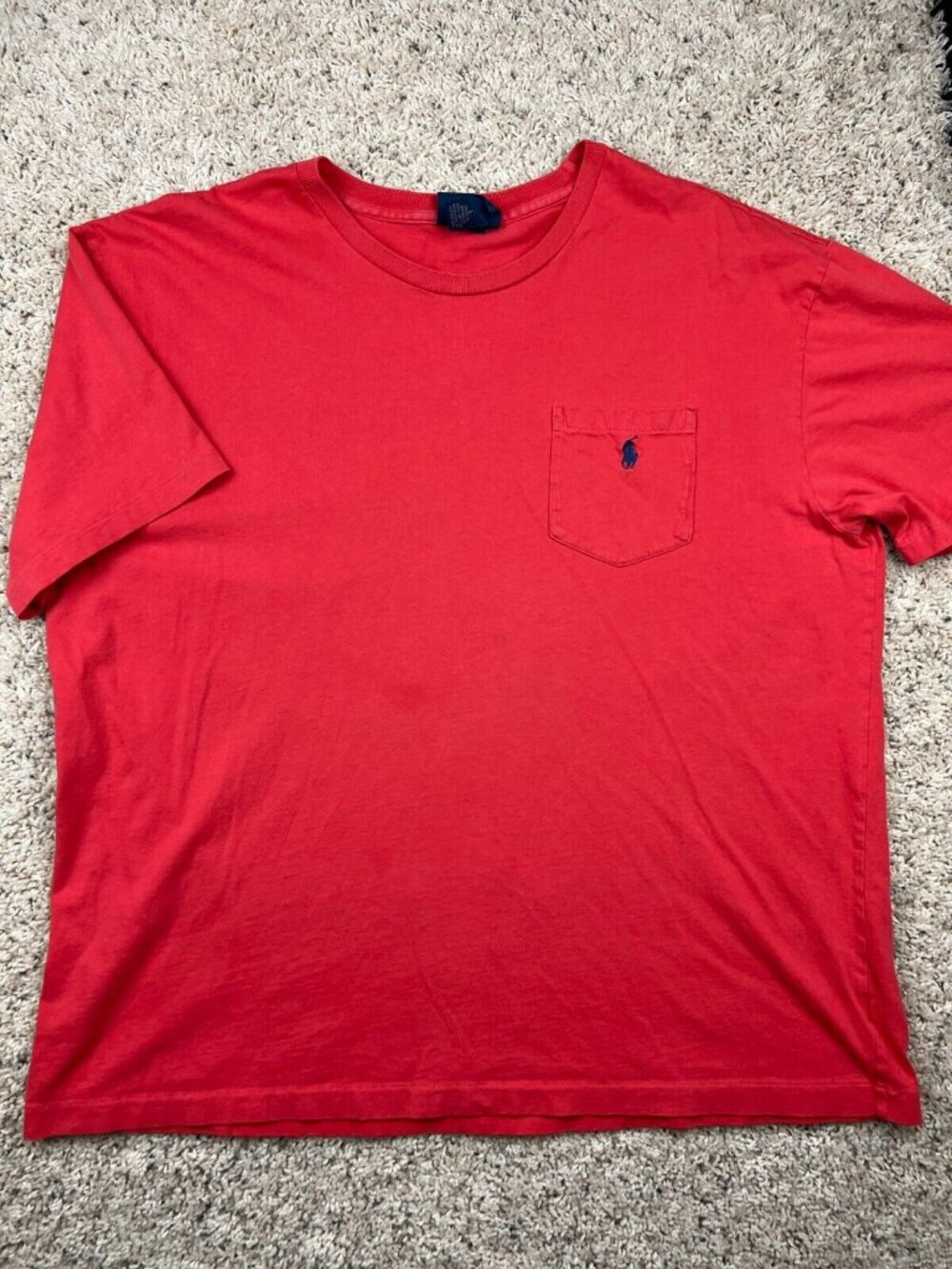 Polo Ralph Lauren Short Sleeve Shirt Mens Large Red Pullover Pony Logo Pocket